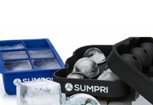 SUMPRI Sphere Ice Mold & Big Ice Cube Trays Novelty-Silicone Ice Ball Maker With Lid For Infused Ice Or Whiskey Glasses [2 Pack] Large Round Spheres Reusable & BPA Free (Blue)